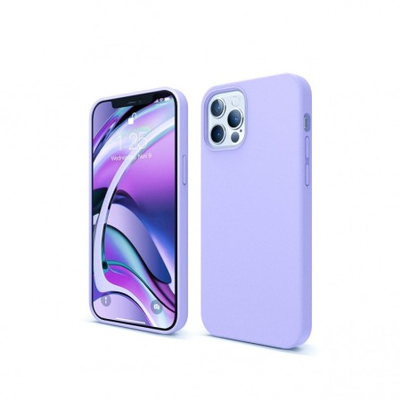 Husa compatibil cu iPhone 13 Pro Max din silicon, captusita cu microfibra, mov deschis, marime 6.7 inch [5]