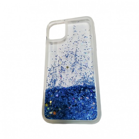 Husa compatibila cu iPhone 11 Wavy Glitter, 6.1 inch, liquid silicone, margini intarite si iesite in relief, albastru [3]