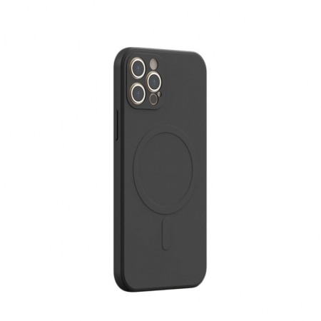 SMARTPHONE & ACCESORII - Husa compatibila cu iPhone 13 Pro Max din silicon, captusita cu microfibra, design modern, negru, marime 6.7 inch