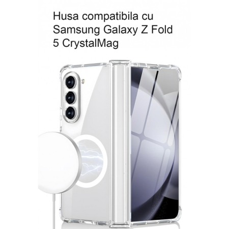 Husa compatibila cu Samsung Galaxy Z Fold 5 CrystalMag, magnetica, compatibila incarcatoarelor Qi si accesorilor MagSafe, Doty® [3]
