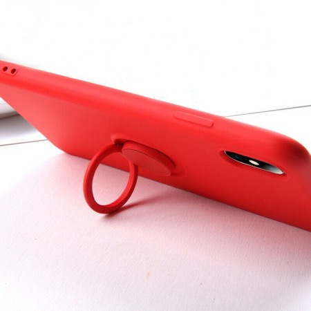 Husa  iPhone XR, rosu , Suport tip Inel, interior captusit cu microfibra, Liquid Silicone [2]