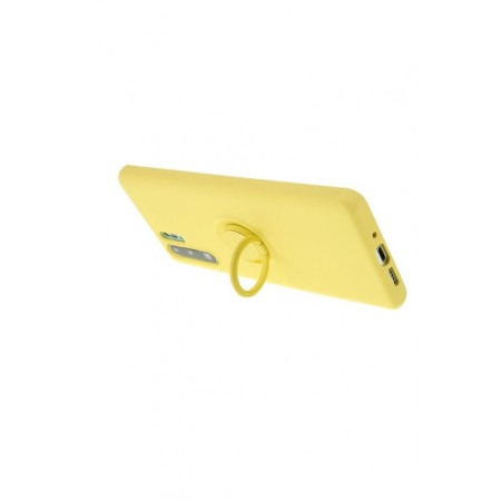 SMARTPHONE & ACCESORII - Husa pentru  Huawei P30 Pro  , galben, Suport tip Inel,captusita cu microfibra, Liquid Silicone