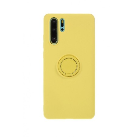 Husa pentru  Huawei P30 Pro  , galben, Suport tip Inel,captusita cu microfibra, Liquid Silicone [1]
