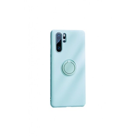 SMARTPHONE & ACCESORII - Husa pentru  Huawei P30 Pro  , turcoaz, Suport tip Inel,captusita cu microfibra, Liquid Silicone