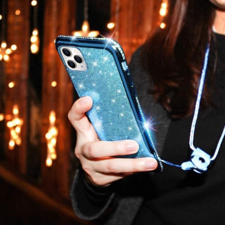 SMARTPHONE & ACCESORII - Husa pentru iPhone 11 6.1 inch, ,Bling Sparklyn cu Glitter, Bling Diamond , albastru