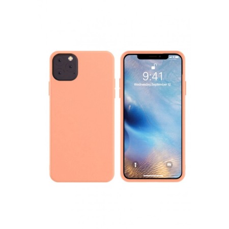 SMARTPHONE & ACCESORII - Husa pentru iPhone 11  6.1 inch, corai deschis  , captusita cu microfibra, Liquid Silicone marime de  6.1 inch