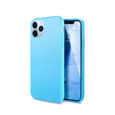 SMARTPHONE & ACCESORII - Husa pentru iPhone 11  ,albastru deschis, captusita cu microfibra, Liquid Silicone marime de  6.1 inch