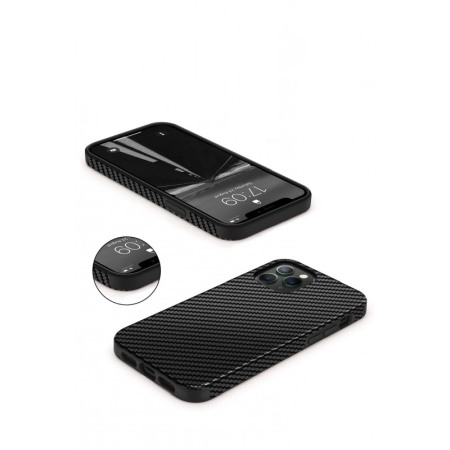Husa pentru Iphone 12 Max, negru, Liquid Silicone, design modern tip carbon, marime 6.1 inch,Doty [4]