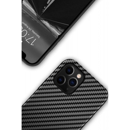 Husa pentru Iphone 12 Max, negru, Liquid Silicone, design modern tip carbon, marime 6.1 inch,Doty [6]
