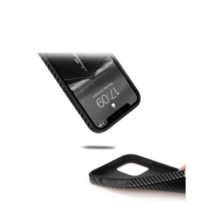 Husa pentru Iphone 12 Mini, negru, Liquid Silicone, design modern tip carbon, marime 5.4 inch,Doty [2]