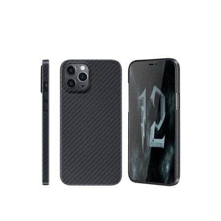 Husa pentru Iphone 12 Mini, negru, Liquid Silicone, design modern tip carbon, marime 5.4 inch,Doty [8]