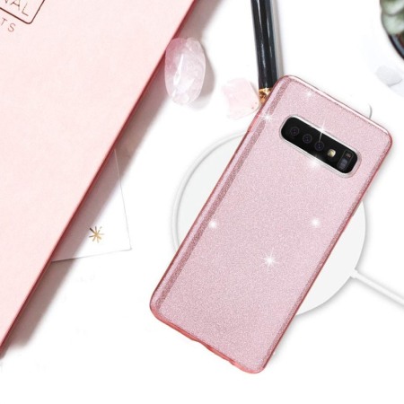 Husa pentru Samsung Galaxy S10 PLus ,Bling Sparklyn, cu Glitter, roz [0]