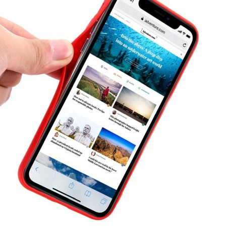 Husa pentru Samsung  Galaxy S10  , rosu , Suport tip Inel, captusita cu microfibra, Liquid Silicone [2]