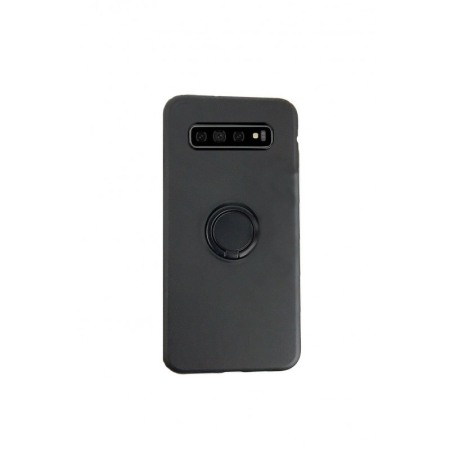 Husa pentru Samsung  Galaxy S10E  , Negru, Suport tip Inel,captusita cu microfibra, Liquid Silicone [0]