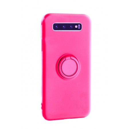 Husa pentru Samsung  Galaxy S10E  , Roz , Suport tip Inel,captusita cu microfibra, Liquid Silicone [0]