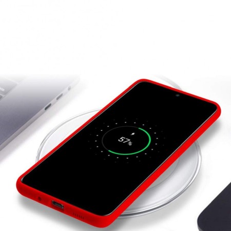 SMARTPHONE & ACCESORII - Husa pentru Samsung Galaxy S20 , rosu, Liquid Silicone,captusita cu microfibra,  marime 6.2 inch,Doty