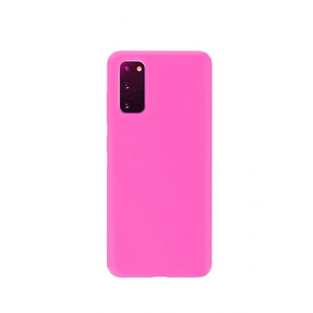 Tech & Gadget - Husa pentru Samsung Galaxy S20 , roz neon, Liquid Silicone,captusita cu microfibra,marime 6.2 inch,Doty