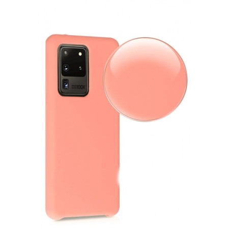 Acasa - Husa pentru Samsung Galaxy S20 Ultra , corai, Liquid Silicone,captusita cu microfibra,marime 6.9 inch,Doty