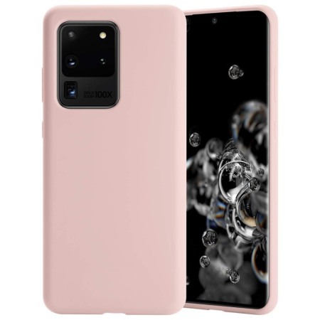 Husa pentru Samsung Galaxy S20 Ultra,crem,  captusita cu microfibra, Liquid Silicone, 6.9 inch [3]