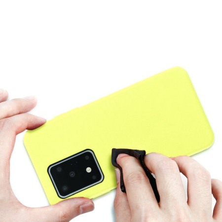SMARTPHONE & ACCESORII - Husa pentru Samsung Galaxy S20 Ultra,galben,  captusita cu microfibra, Liquid Silicone, 6.9 inch