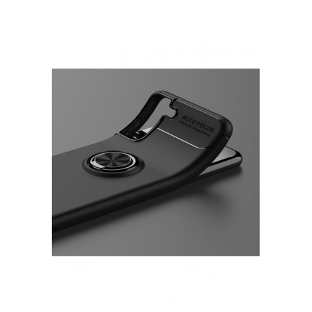Husa pentru Samsung S21 Plus, suport tip inel cu rotatie de 360 grade, Liquid Silicone, 6.7 inch, negru [1]