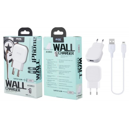 Incarcator retea Iphone , Lightning, 2.1A,  incarcator priza si cablu Alb [2]