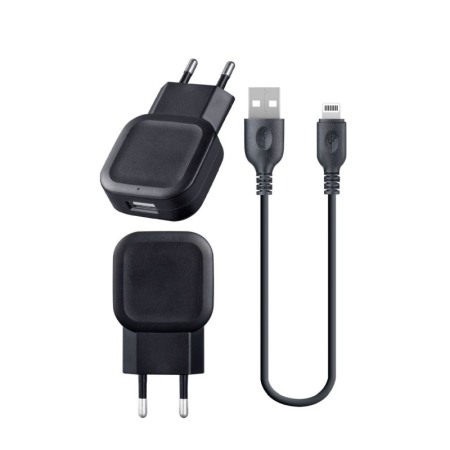 Incarcator retea Iphone , Lightning, 2.1A,  incarcator priza si cablu Negru [1]