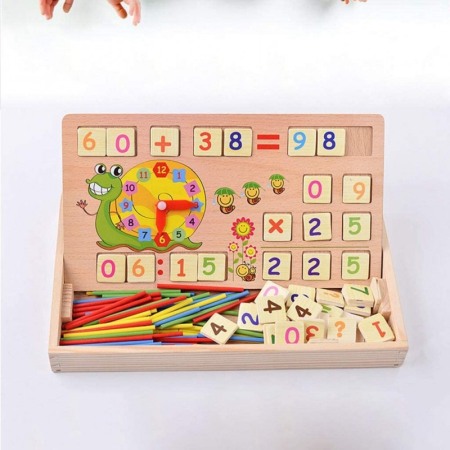 Joc de activitati interactive , multifunctional de calcul,ceas si tabla de desenat, lemn , Doty [5]