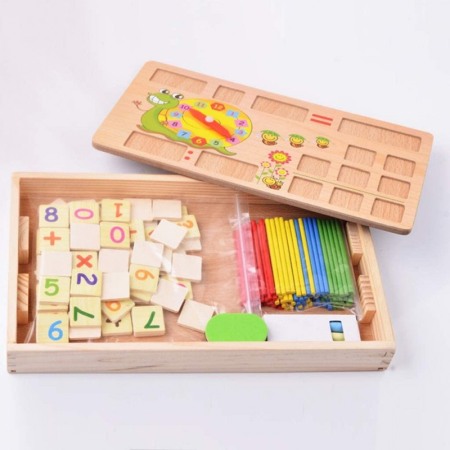 Joc de activitati interactive , multifunctional de calcul,ceas si tabla de desenat, lemn , Doty [2]