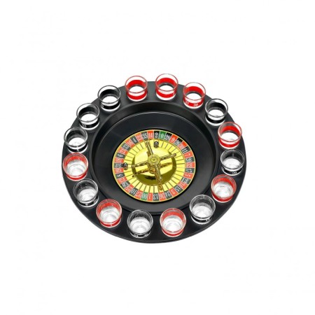 Joc de petrecere Party Roulette Shots, tip ruleta, 16 pahare, design realist, negru, 28 cm [5]
