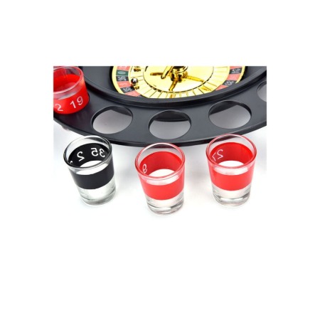 Joc de petrecere Party Roulette Shots, tip ruleta, 16 pahare, design realist, negru, 28 cm [1]