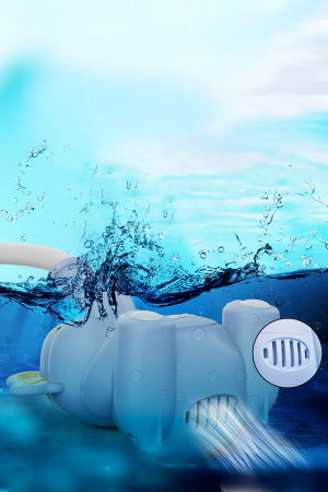 Jucarie de baie electrica tip para de dus BathElephant Shower Doty®, distractiva, design elefant, cu termomentru electronic, buton ON/OFF, USB inclus, baby blue [5]
