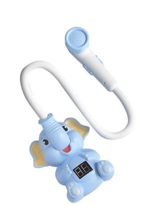 Jucarie de baie electrica tip para de dus BathElephant Shower Doty®, distractiva, design elefant, cu termomentru electronic, buton ON/OFF, USB inclus, baby blue [2]