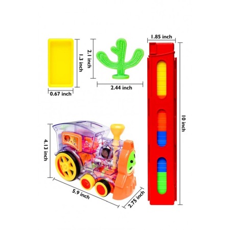 Jucarie interactiva Dom's Train, Locomotiva, cu lumini si sunete, cu 80 de piese Domino, Doty® [5]