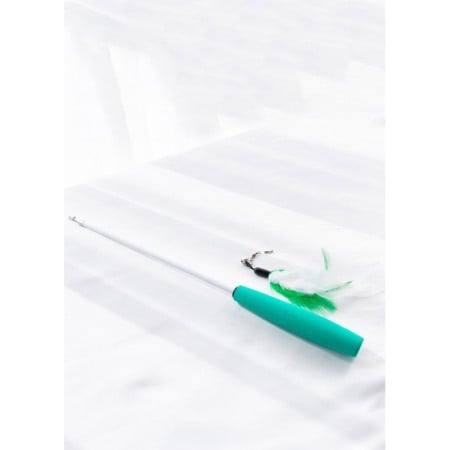 Jucarie interactiva pentru pisici RodToy, tip undita cu pene, distractiva, 36 cm, verde, Doty®️ [1]