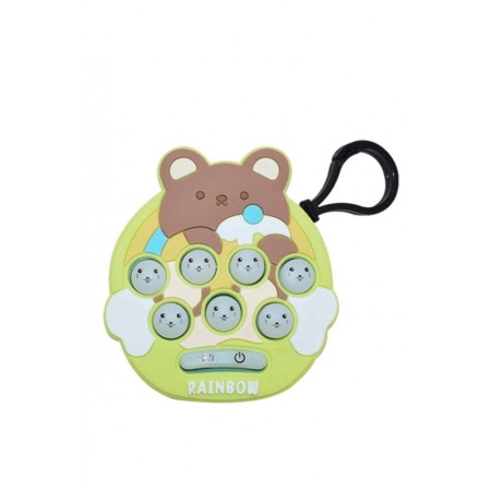 Jucarii & jocuri - Jucarie interactiva tip breloc RingFriend, cu lumini si efecte sonore, baterie inclusa, model urs, verde/albastru, 7.2/6.1 cm