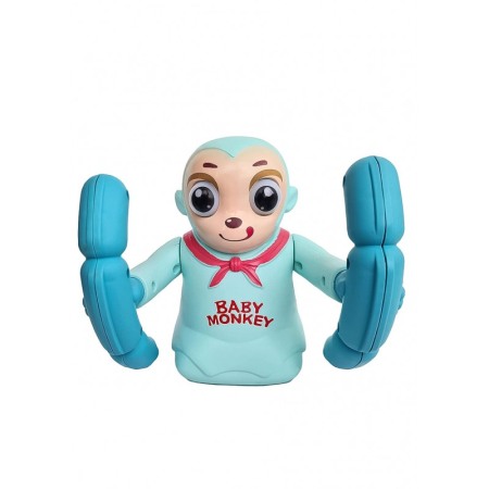 Jucarii bebelusi - Jucarie interactiva WalkieMonkey, functioneaza cu baterii, distractiva, albastru, efecte luminoase si sonore, 12x13 cm, Doty®️