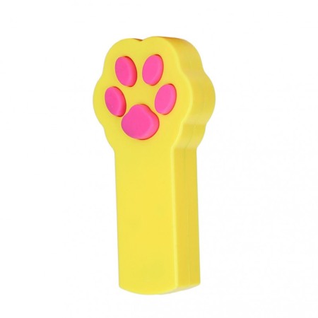 Jucării pentru pisici - Jucarie laser pentru pisici ShowLight Paw, forma de labuta, interactiva, galben/roz, 10x5.5 cm