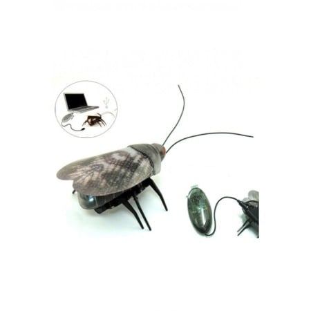 Jucarii hobby - Jucarie LittleBug, interactiva, reincarcabila, design realist, distractiva, efecte luminoase, negru/gri