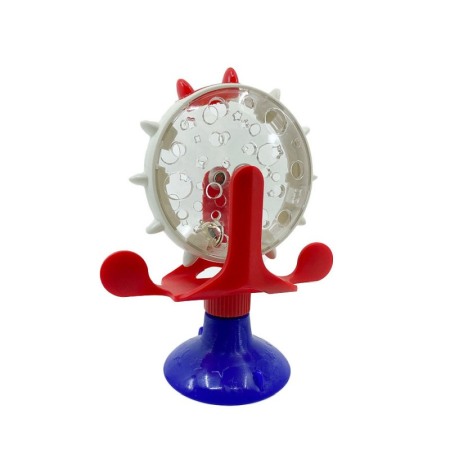 Jucarie multifunctionala pentru pisici Carousel Treats, rotativa, cu ventuza, interactiva, 16x7 cm, multicolora [1]