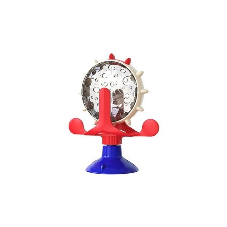 Jucării pentru pisici - Jucarie multifunctionala pentru pisici Carousel Treats, rotativa, cu ventuza, interactiva, 16x7 cm, multicolora