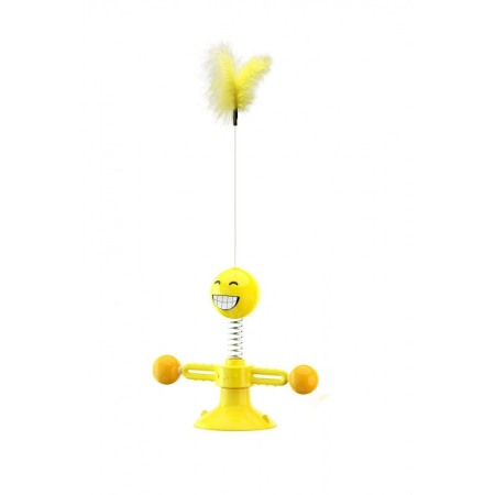 Jucarie pentru pisici Smiley Flake,rotativa,cu ventuza, materiale de calitate,biluta si pana incluse,design modern,dimensiuni re [1]