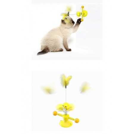 Jucarie pentru pisici Smiley Flake,rotativa,cu ventuza, materiale de calitate,biluta si pana incluse,design modern,dimensiuni re [2]