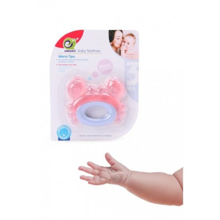Jucarie tip inel pentru dentitie BabyTeeth Doty.ro®, forma de rac, 3 luni+, roz/albastru, materiale de calitate [1]