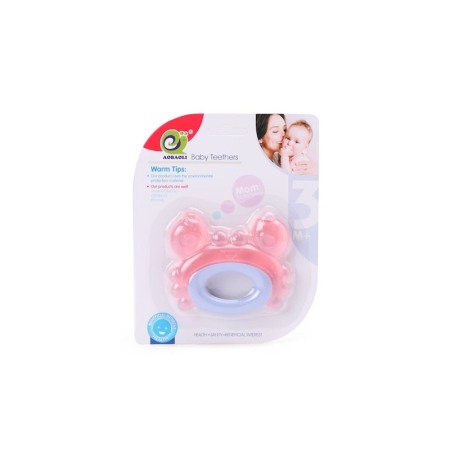 Igiena si ingrijire - Jucarie tip inel pentru dentitie BabyTeeth Doty.ro®, forma de rac, 3 luni+, roz/albastru, materiale de calitate