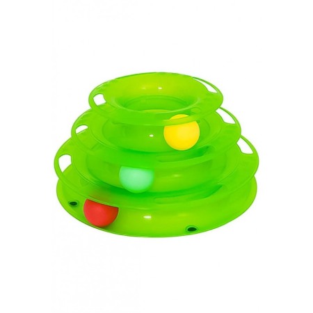 Jucarie turn cu trei nivele cu trei bile pentru pisici, verde, Doty [1]