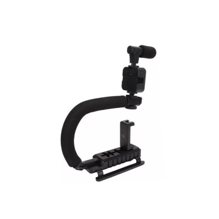 Kit cu stabilizator pentru telefon/aparat foto VideoPro Doty®, Vlogging/Podcast, trepied, LED si microfon, negru [1]