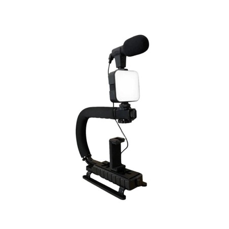 Kit cu stabilizator pentru telefon/aparat foto VideoPro Doty®, Vlogging/Podcast, trepied, LED si microfon, negru [3]