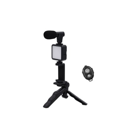MULTI-TOOL - Kit cu trepied reglabil pentru telefon/aparat foto StablePhone Doty®, vlogging/podcasturi, microfon, LED, telecomanda