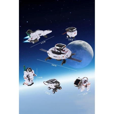 Kit robot educational DIY 6in1 SpaceSet Doty®, tehnic, instructiuni, 120 componente, multicolor, cu energie solara [7]